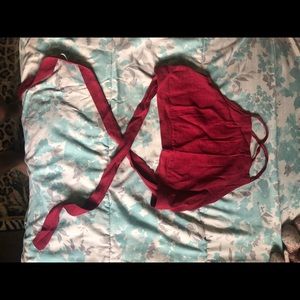NEVER WORN|| maroon Cropped tie up backless top